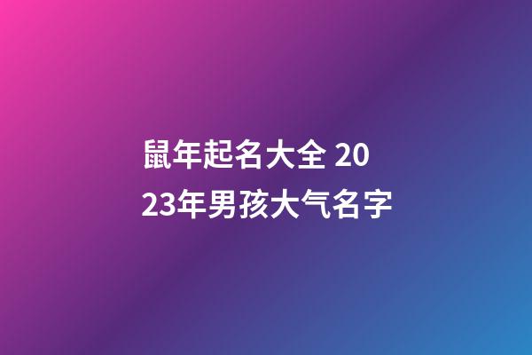 鼠年起名大全 2023年男孩大气名字
